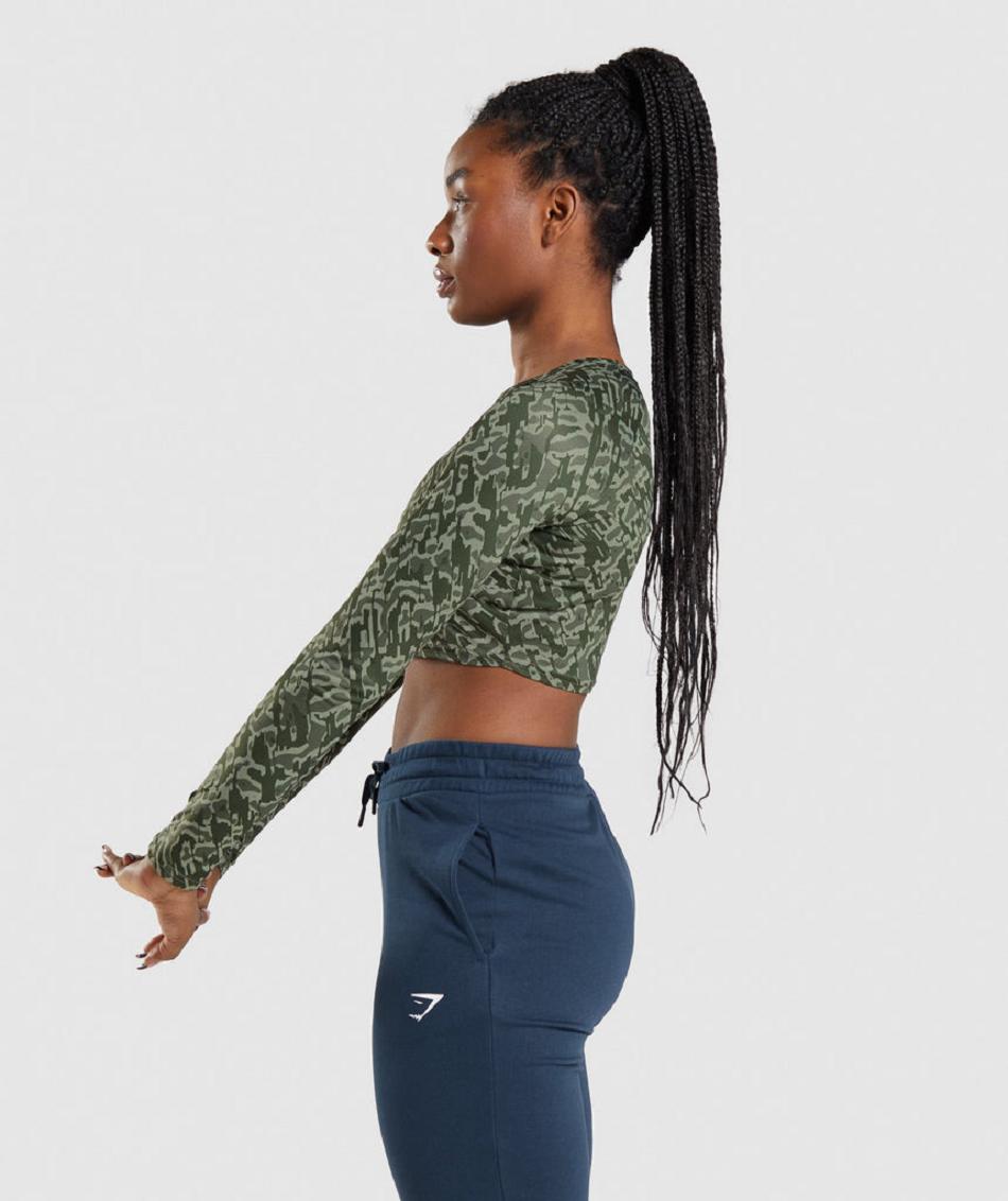 Corp Tops Gymshark Entrenamiento Long Sleeve Mujer Verde | CO 2533MQZ